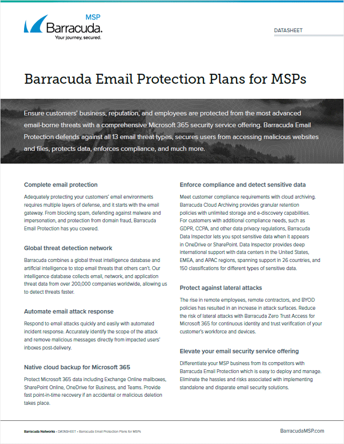 Barracuda Email Protection for MSPs [Datasheet]