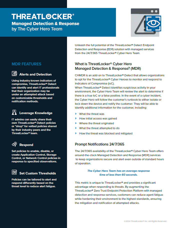 ThreatLocker Managed Detection & Response