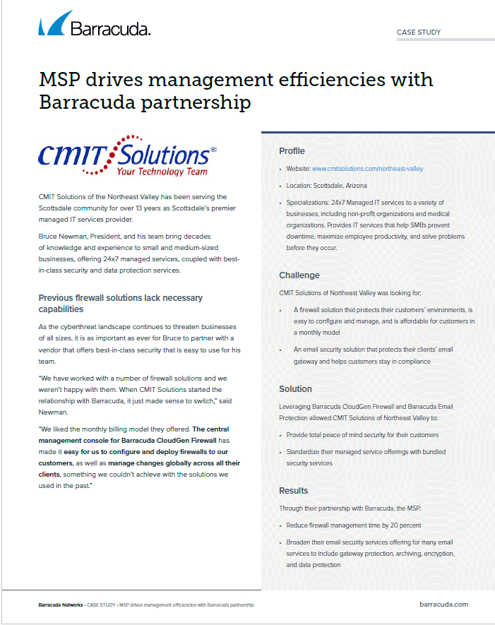 MSP Drives Management Efficiencies with Barracuda Partnership